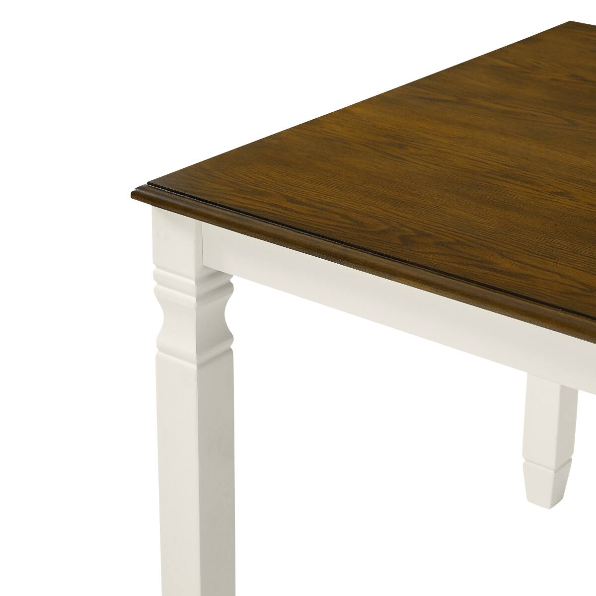 Alt View 9. Loheer - Loheer Extendable Dining Table, Oak Veneer Top, Modern Farmhouse Table for Four to Six - Brown top and beige base.