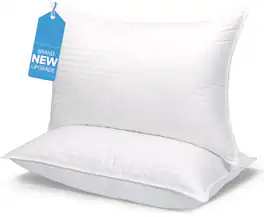 COQOOL - Bed Pillows Queen Size Luxury Hotel Pillow for Side and Back Sleeper Pillows 2-Pack - White
