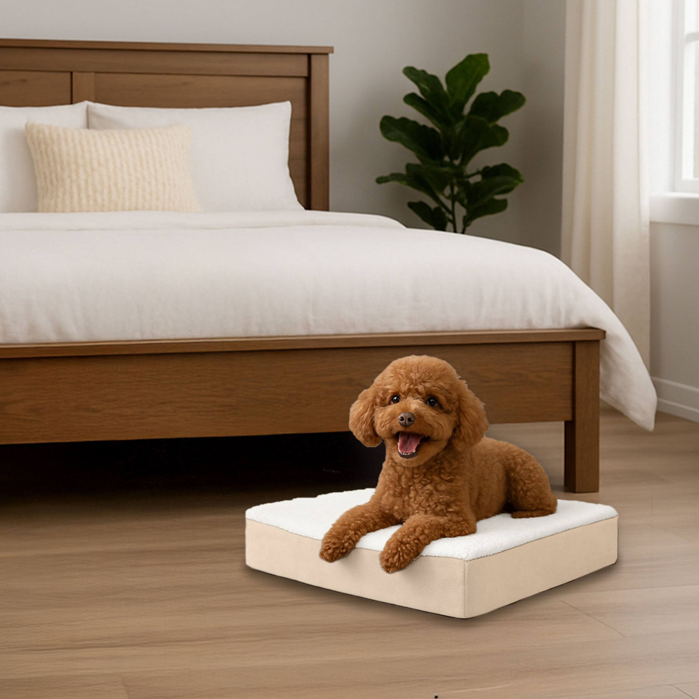 Alt View 7. PetMaker - Orthopedic Dog Bed - 2-Layer Memory Foam Pet Bed with Machine Washable Cover 20x15 Pet Bed for Small Dogs up to 20lbs - Tan.