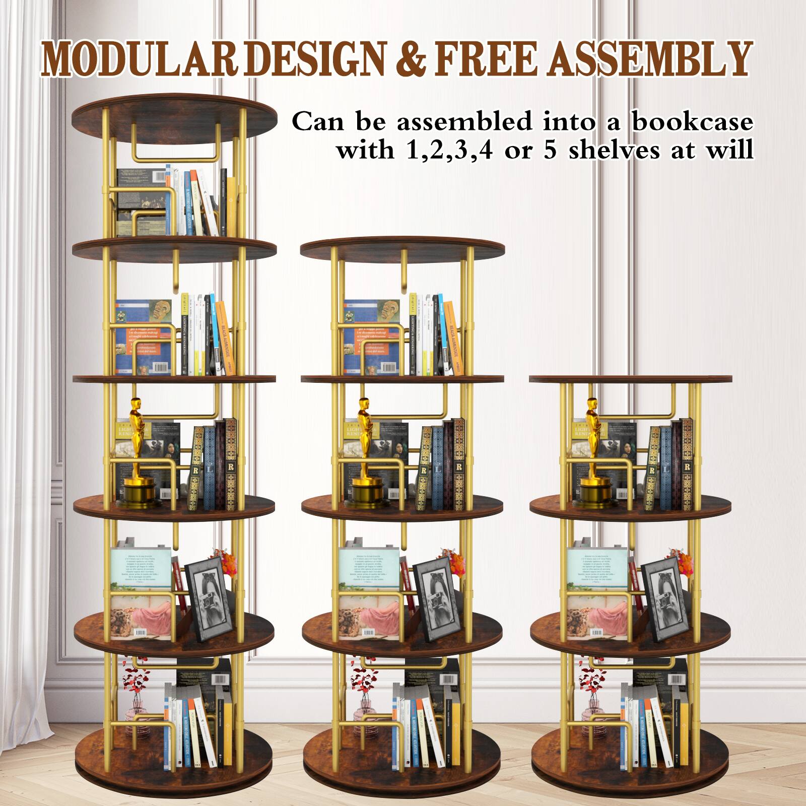 MODULAR DESIGN & FREE ASSEMBLY

Can be assembled into a bookcase with 1, 2, 3, 4 or 5 shelves at will