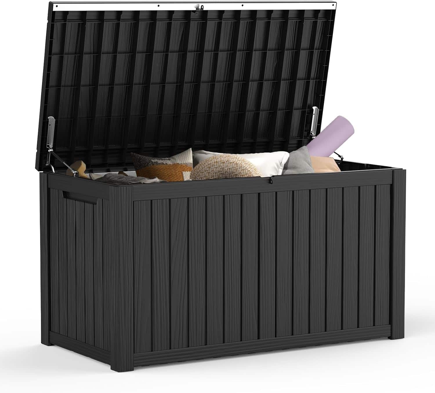 Decksplore - 180 Gallon Resin Deck Box, Lockable Patio Outdoor Storage Box for Furniture， Waterproof Outside Storage Boxes