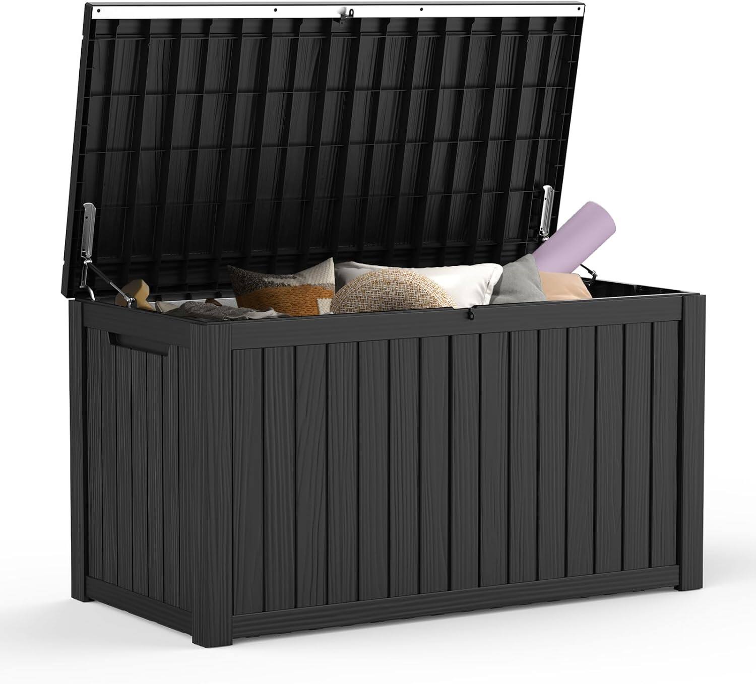 Front. Decksplore - 180 Gallon Resin Deck Box, Lockable Patio Outdoor Storage Box for Furniture, Waterproof Outside Storage Boxes.