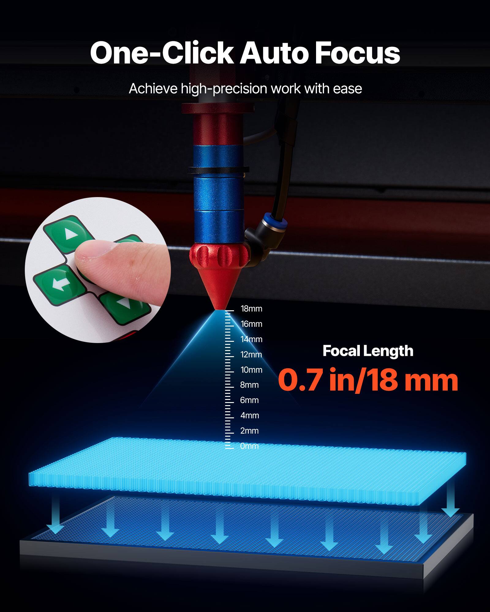 One-Click Auto Focus  
Achieve high-precision work with ease  

Focal Length  
0.7 in/18 mm