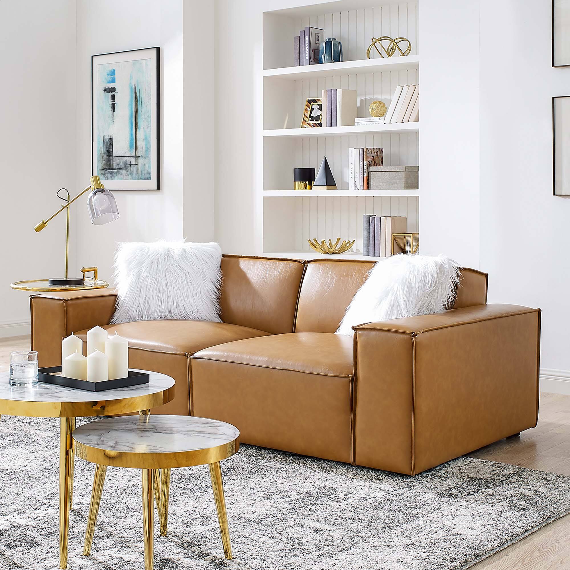 Alt View 5. Modway - Restore Vegan Leather Loveseat by Modway - Tan.