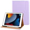 Front. DTTO - Case for iPad 9th/8th/7th Generation 10.2 Inch 2021/2020/2019, Premium Leather Folio Stand - Auto Wake/Sleep - Lavender.