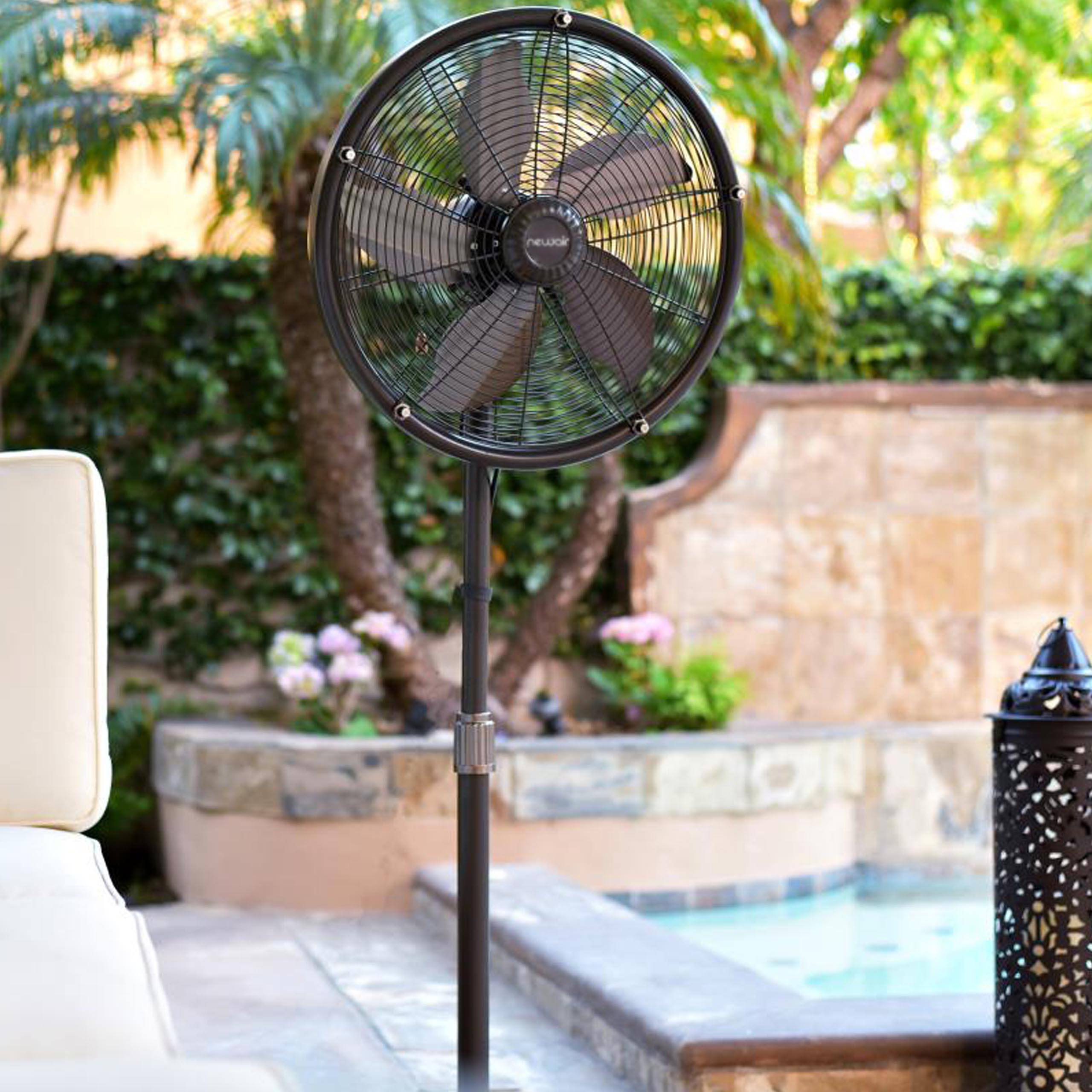 Alt View 9. NewAir - Outdoor Misting Fan and Pedestal Fan Combination, 600 sq. ft. With 3 Fan Speeds and Sturdy All Metal Design - Dark Brown.