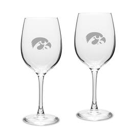 Jardine - Iowa Hawkeyes 16oz. 2-Piece Traditional White Wine Glass Set - Multicolor