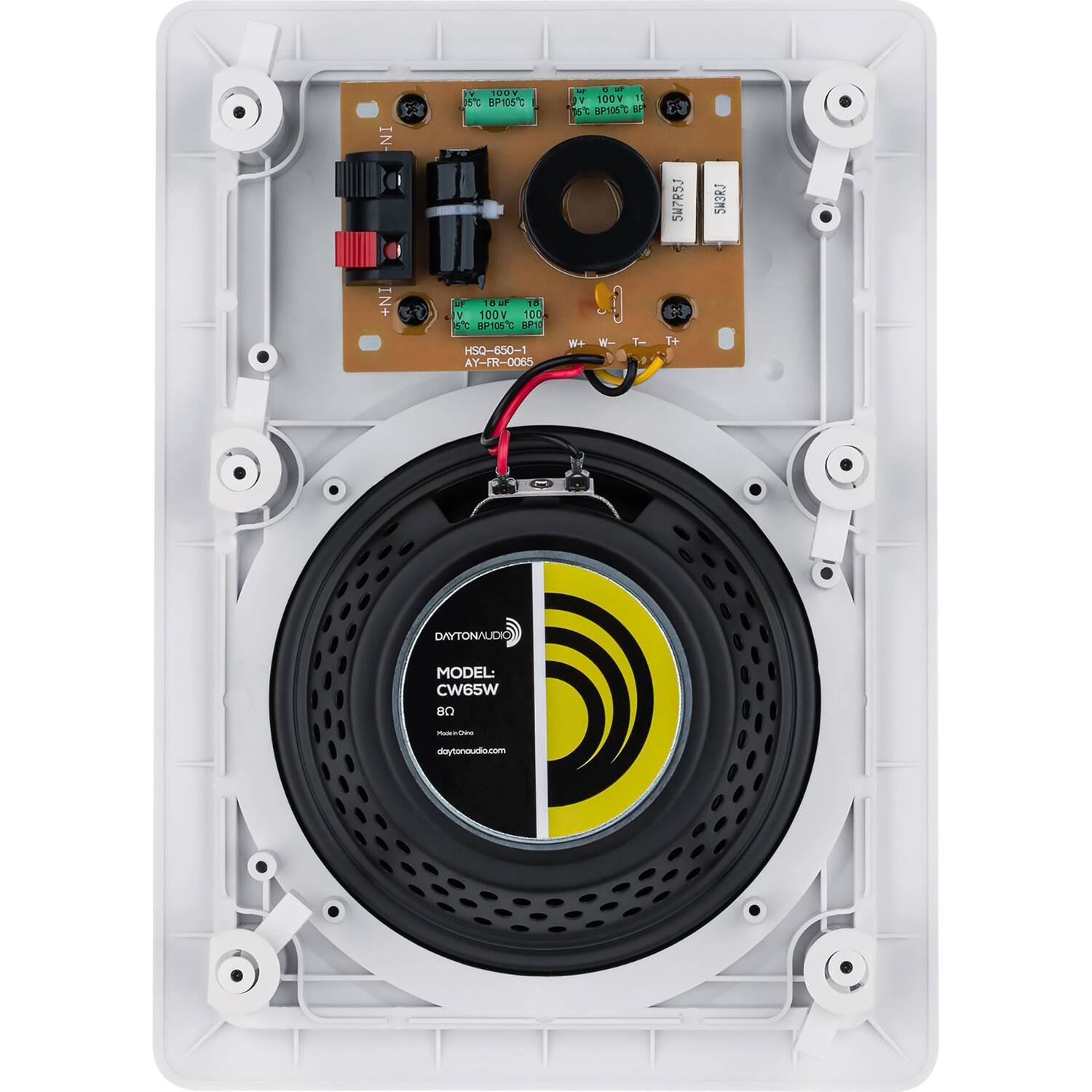 Ea IN- V 109 J BP105C - d - V 100V 11 Ist BP105 P 23 SW7R5J SWORJ IN+ - 1d V 100V 100 C BP100C P10 HSQ-650-1 AY-FR-0065 + ! W- Tm 1+ DAYTONALDK MODEL: CW65W BO MUe doytonaudio.com

DAYTON AUDIO
MODEL: CW65W
8Ω
Made in USA
daytonaudio.com