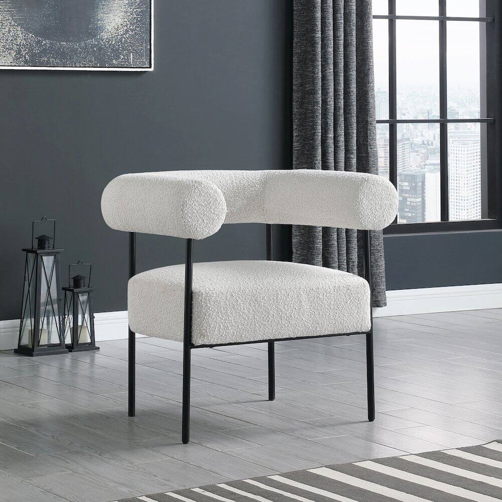 Alt View 1. Meridian Furniture - Blake Cream Boucle Fabric Accent Chair - Beige.