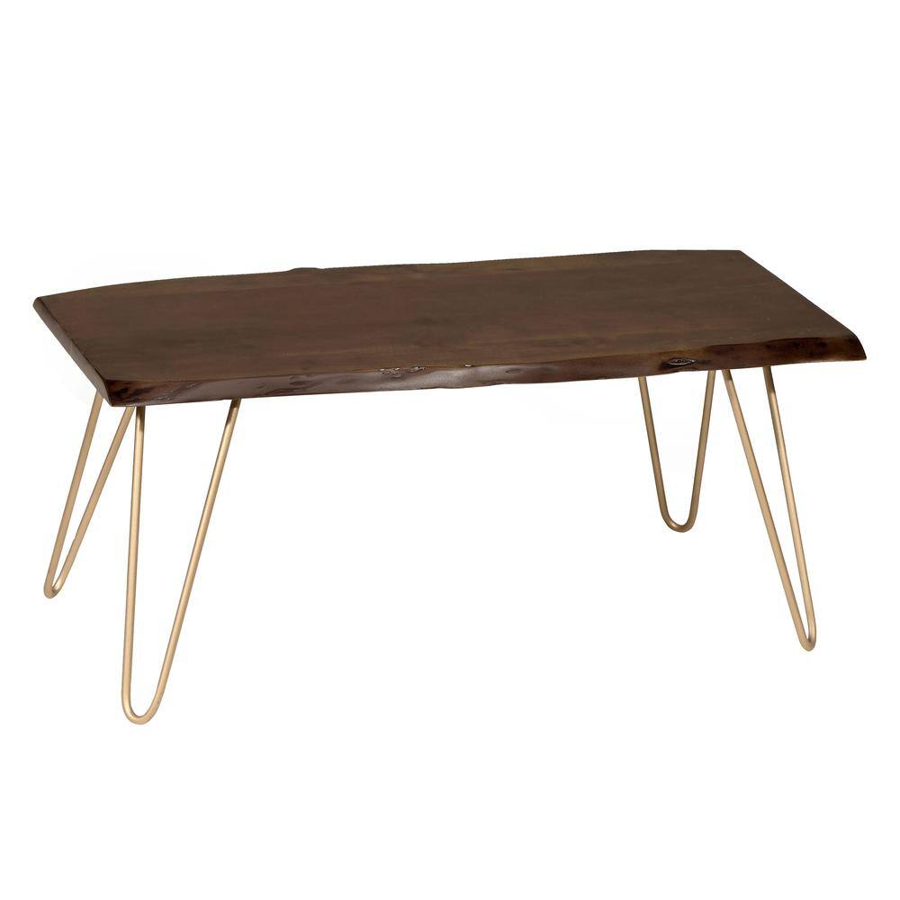 Carolina Chair & Table - Seti Live Edge Coffee Table/Bench - Elm Top - Gold Base - Blue