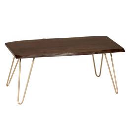 Carolina Chair & Table - Seti Live Edge Coffee Table/Bench - Elm Top - Gold Base - Blue
