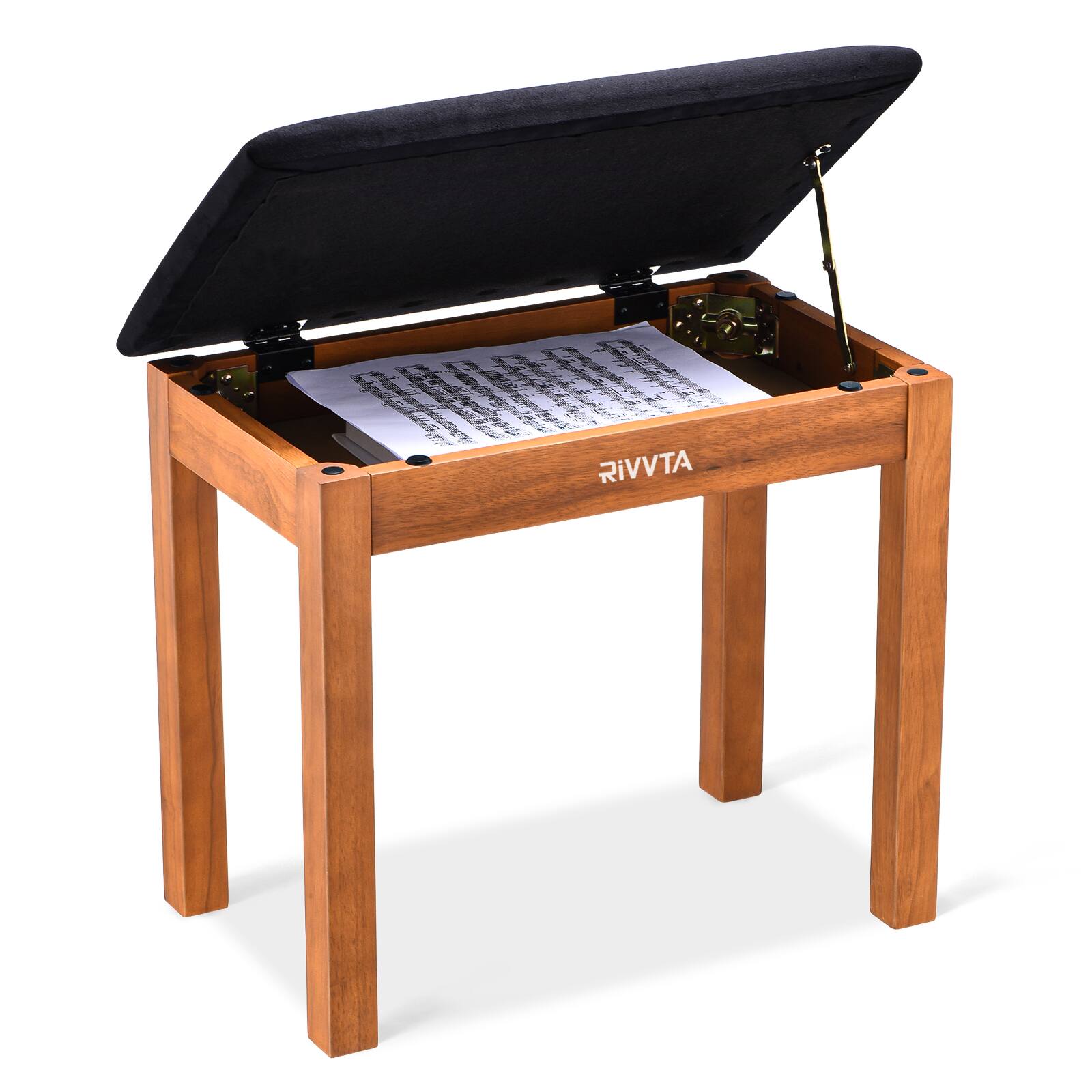 Front. Unique Bargains - Piano Bench with Storage Solid Wood Keyboard Bench Piano Chair Seat with High-Density Sponges Suede Cushion Single - Light Wood Color.