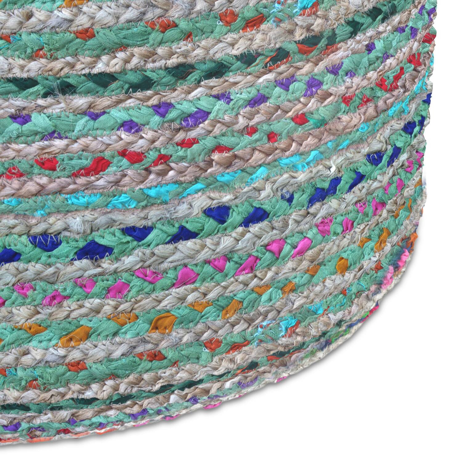 Alt View 5. Simpli Home - Simpli Home Margo 20 inch Wide Round Pouf in Green Handwoven Jute and Cotton - Green.