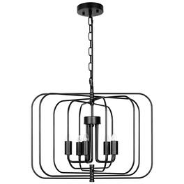 Oumilen - 5-Light Tiered Square Cage Chandelier