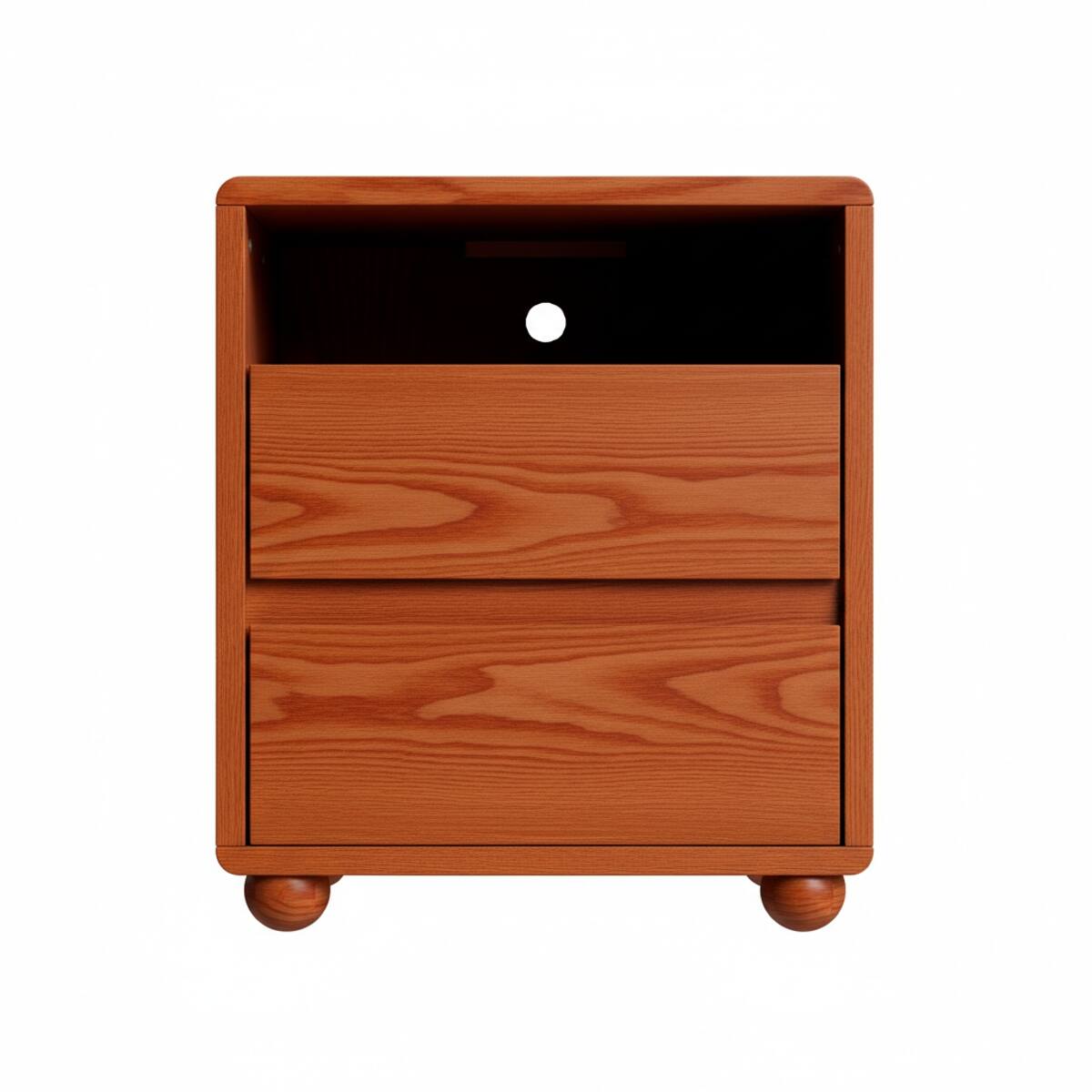 Alt View 4. Loheer - Loheer Solid Wood Nightstand with Charging Station, Walnut, Two Drawers - Walnut.