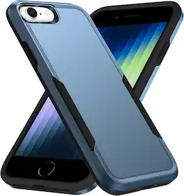 Entronix - Dual-Layer Case for iPhone 8/7/SE - Soft-Touch Protection with Non-Slip Grip - Navy