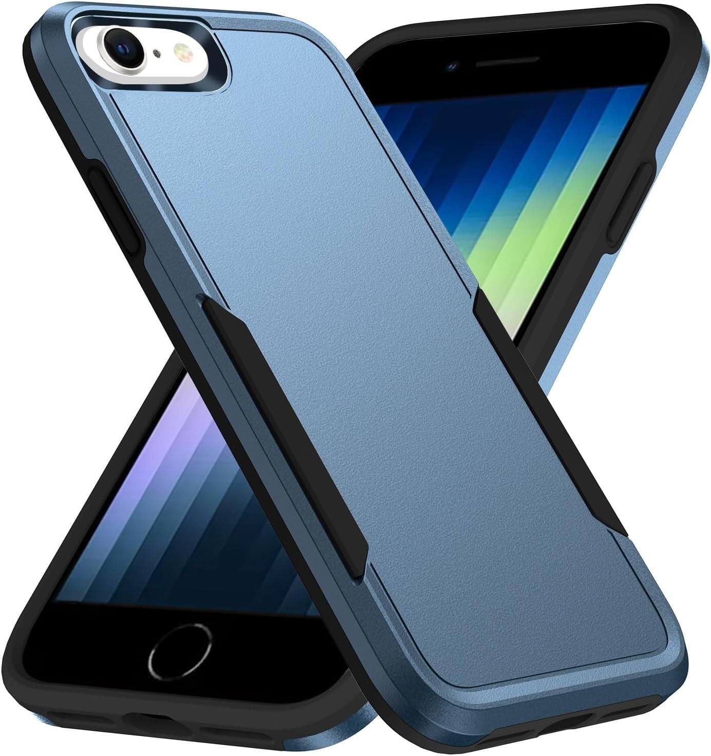 Front. Entronix - Entronix Dual-Layer Case for iPhone 8/7/SE - Soft-Touch Protection with Non-Slip Grip - Navy.