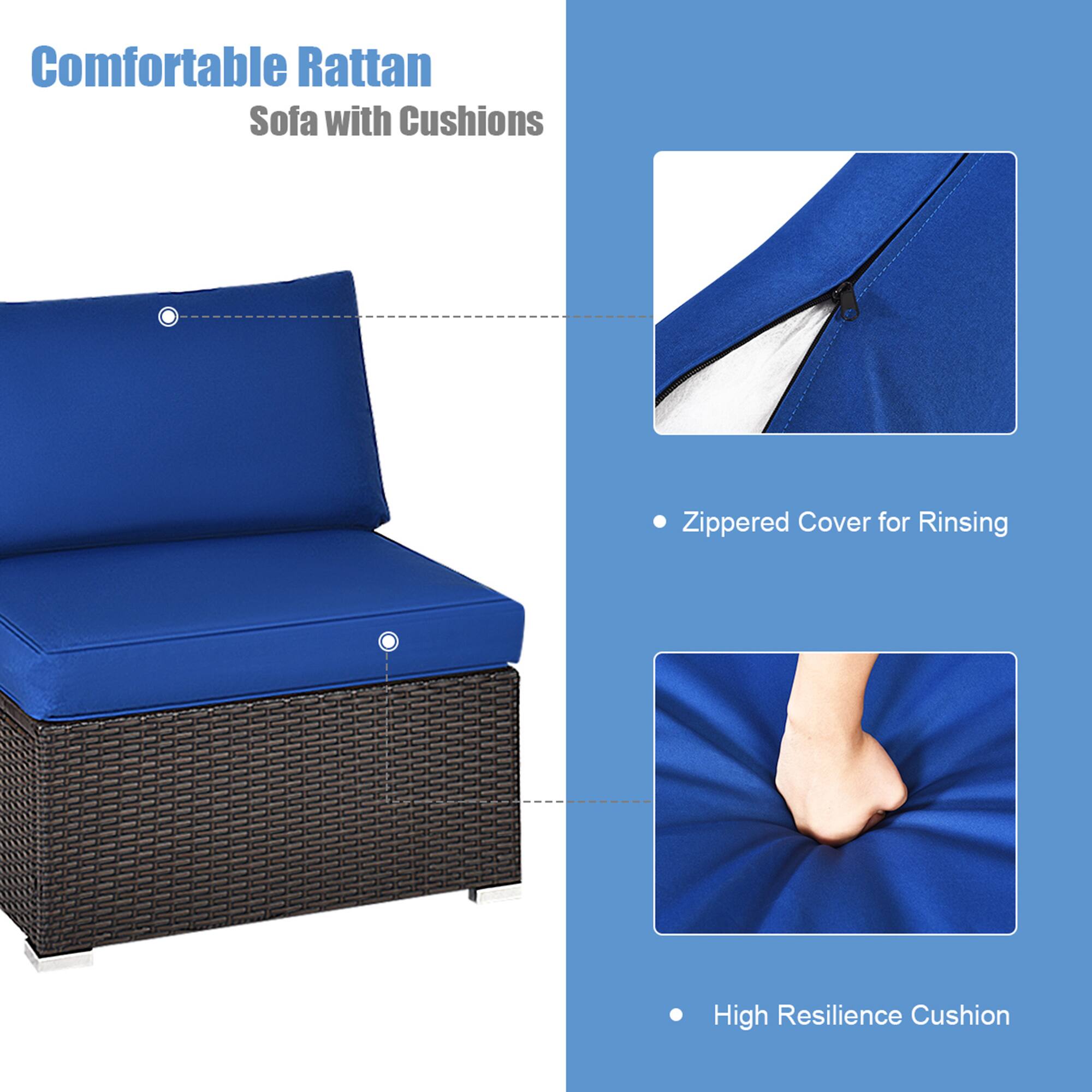 Comfortable Rattan Sofa with Cushions

- Zippered Cover for Rinsing
- High Resilience Cushion