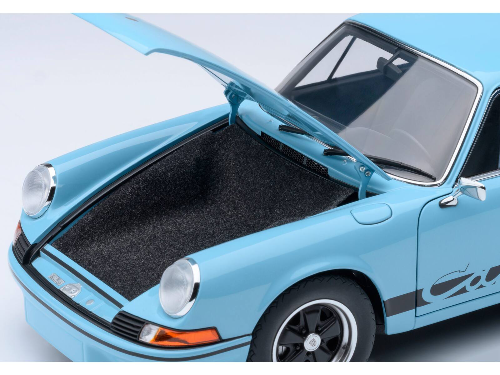 Alt View 2. Autoart - Porsche 911 Carrera 2.7 RS Gulf Blue with Black Stripes and Wheels 1/18 Model Car by Autoart.