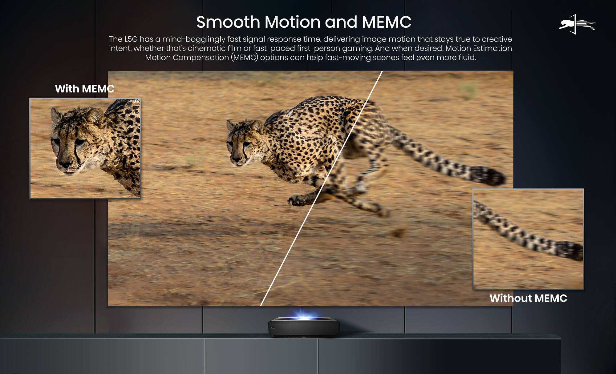 Alt View 28. Hisense - L5G Laser TV Ultra Short Throw Projector with 100" ALR Screen, 4K UHD, 2700 Lumens, HDR10, Android TV - Black.