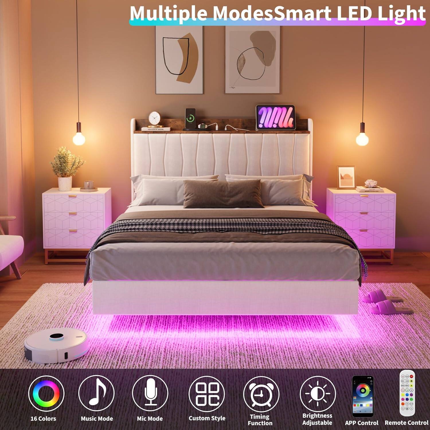 Multiple Modes Smart LED Light

- 16 Colors
- Music Mode
- Mic Mode
- Custom Style
- Timing Function
- Brightness Adjustable
- APP Control
- Remote Control