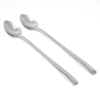 Front. Norpro - Stainless Steel Iced Tea Spoons, 8.25-Inch, Set of 2 - Silver.