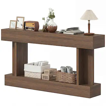Front. Homcom - Inch Long Console Table - Brown.