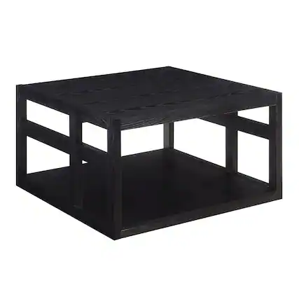 Front. Convenience Concepts - Monterey Square Coffee Table with Shelf - Black.