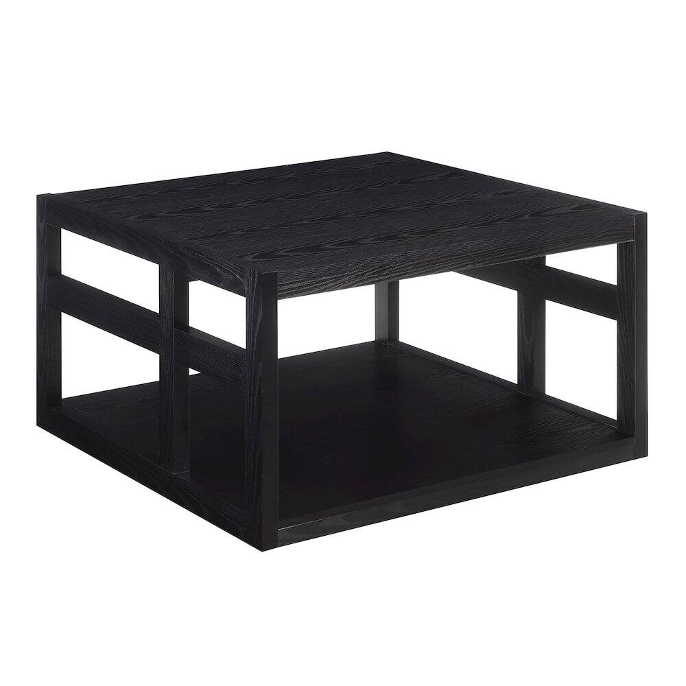 Front. Convenience Concepts - Monterey Square Coffee Table with Shelf - Black.