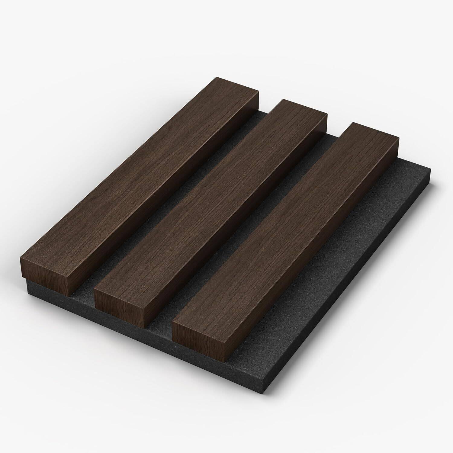 Alt View 3. LOVMOR - Wood Slat Wall Panels, Acoustic Wood Wall Paneling - 5 Samples Pack - Roman Black B Stone.