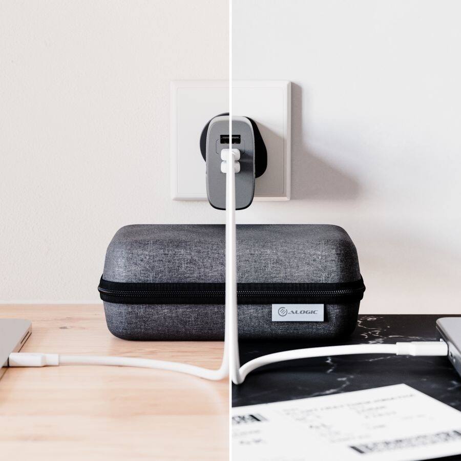 Alt View 3. Alogic - Alogic 3X67 Rapid Power 67W Multi-Country GaN Charger - 120 V AC, 230 V AC Input - 5 V DC, 9 V DC, 12 V DC, 15 V DC, 20 - Space Gray.