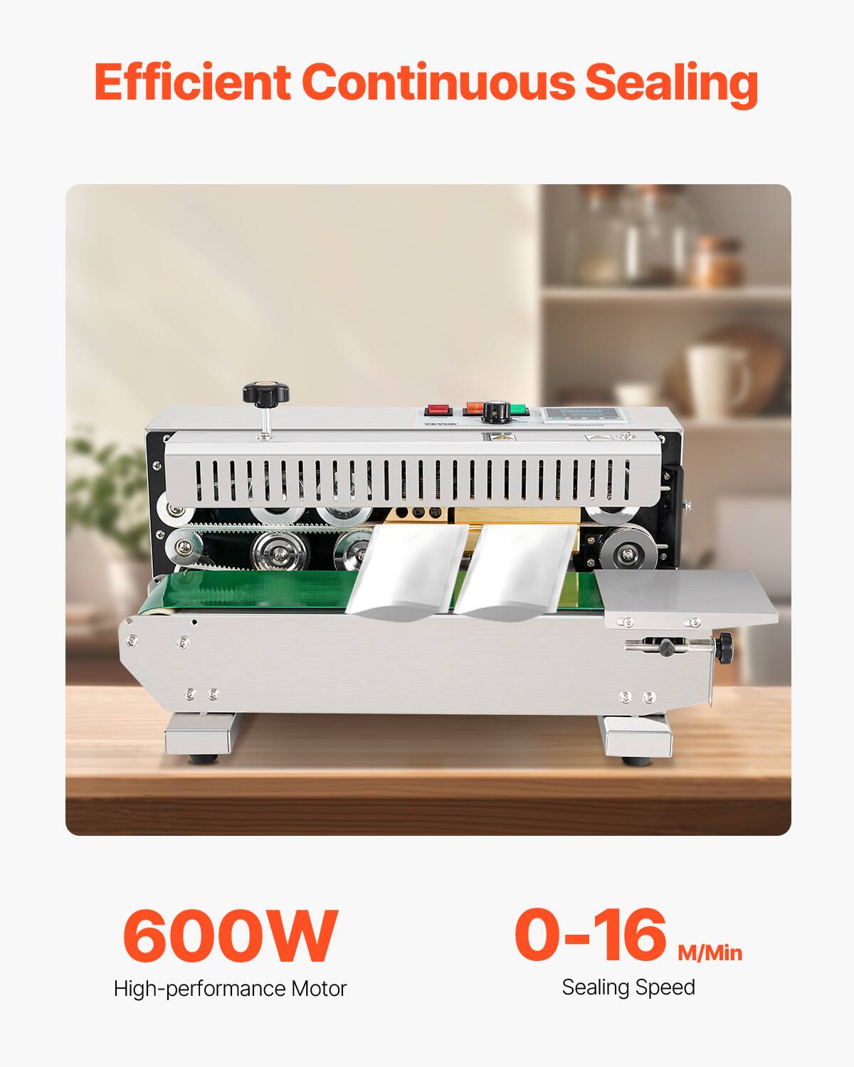 Efficient Continuous Sealing

600W High-performance Motor

0-16 M/Min Sealing Speed