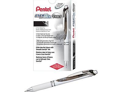 Pentel ENERGEL Pearl 0.7mm

- Pentel ENERGEL Pearl
- 0.7mm Medium Tip
- 12 Black Ink Cartridges
- 12 Blue Ink Cartridges
- 12 Red Ink Cartridges
- 12 Green Ink Cartridges

The next generation of gel ink pens
La nueva generación de plumas de gel

Slide into the future with Smooth InnerGel Ink
Pénétrez dans le Futur avec 'encre Liue EnerGel'
Deslícate hacia el Future con la Delicada Tinta EnerGel

Made in Japan
Fabricado en Japón