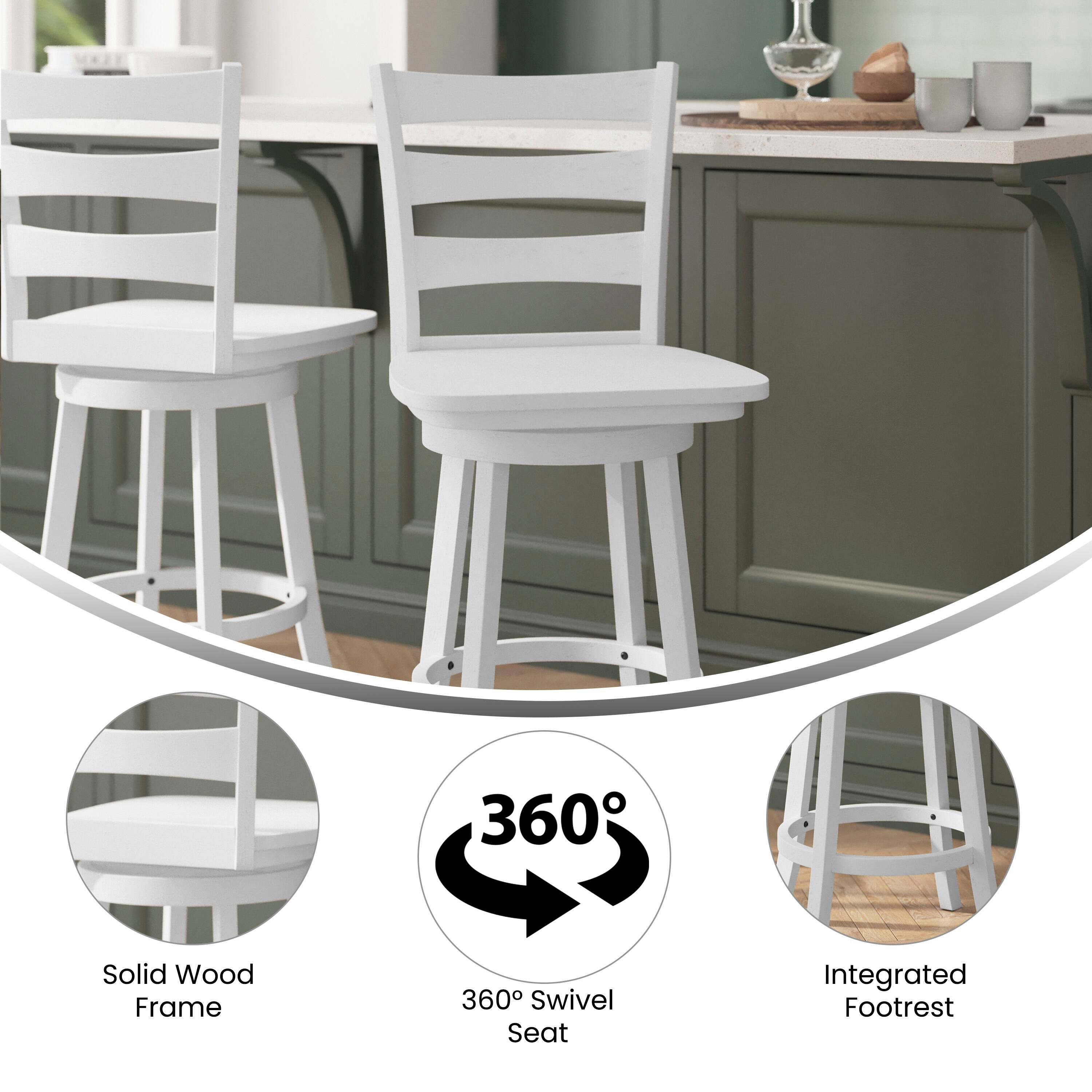 360° Solid Wood Frame  
360° Swivel Seat  
Integrated Footrest