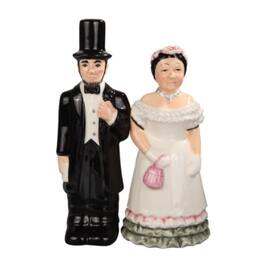 Pacific Trading - Abraham Lincoln and Mary Attractives Magnetic Ceramic Salt and Pepper Shaker Set - Multicolor