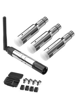 VEVOR - DMX Wireless Receiver, 3 Receivers & 1 Transmitter, 2.4G ISM Band, 656 ft Transmission Range, Rechargeable Battery - Silver