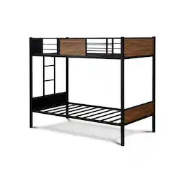 East West Furniture - Lynfield Twin Over Twin Bunk Bed - Black