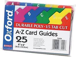 Oxford - Alpha Card Guides, 4" x 6", 25/Set - Assorted