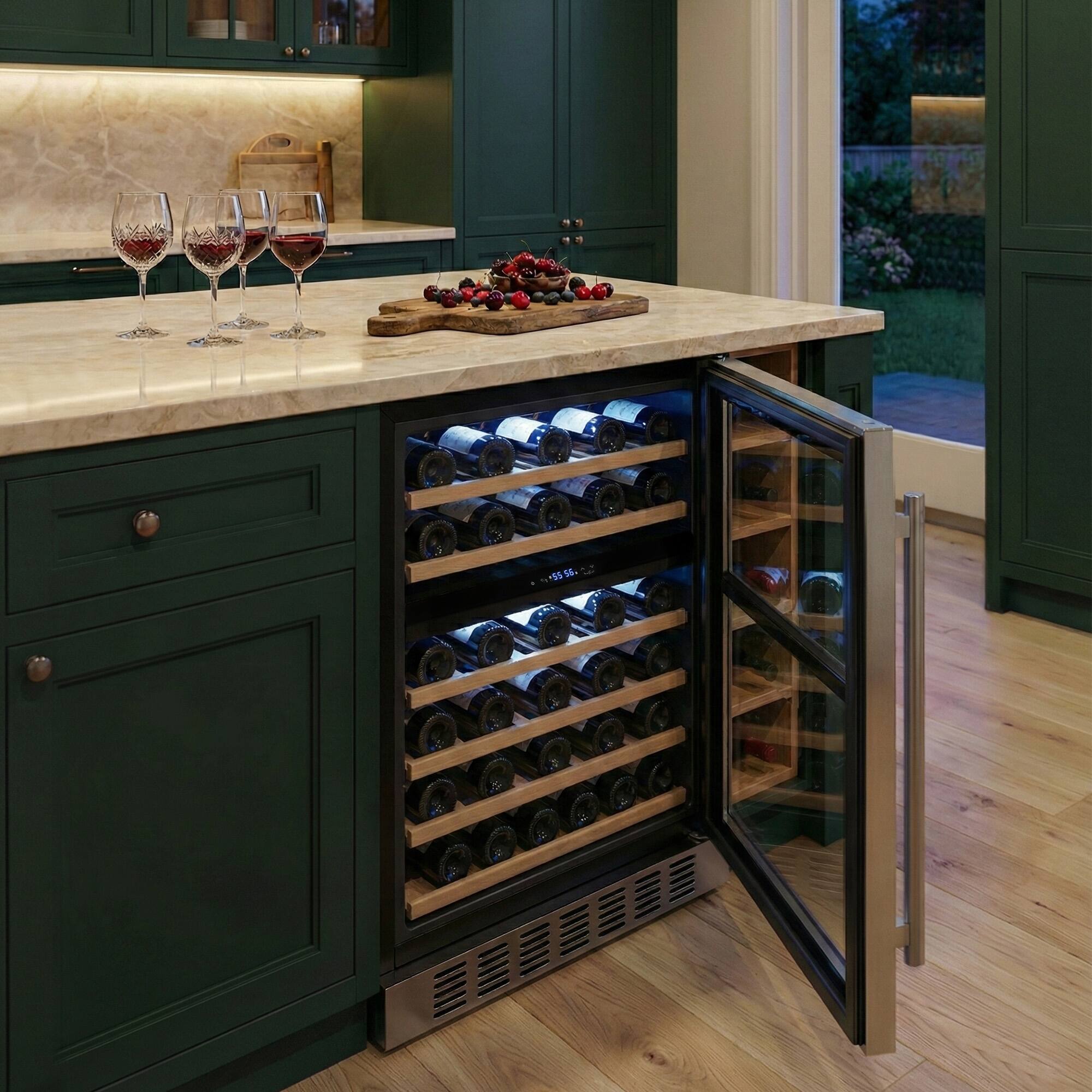 Alt View 5. Empava - 23.43 In. 46-bottle Dual Zone Wine Cooler With 6 Shelves, Built-in/freestanding Wine Fridge For Collectors/home In Black - Black.