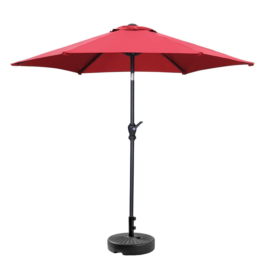 Ainfox - 7.5ft Patio Umbrella With Round umbrella base - Red