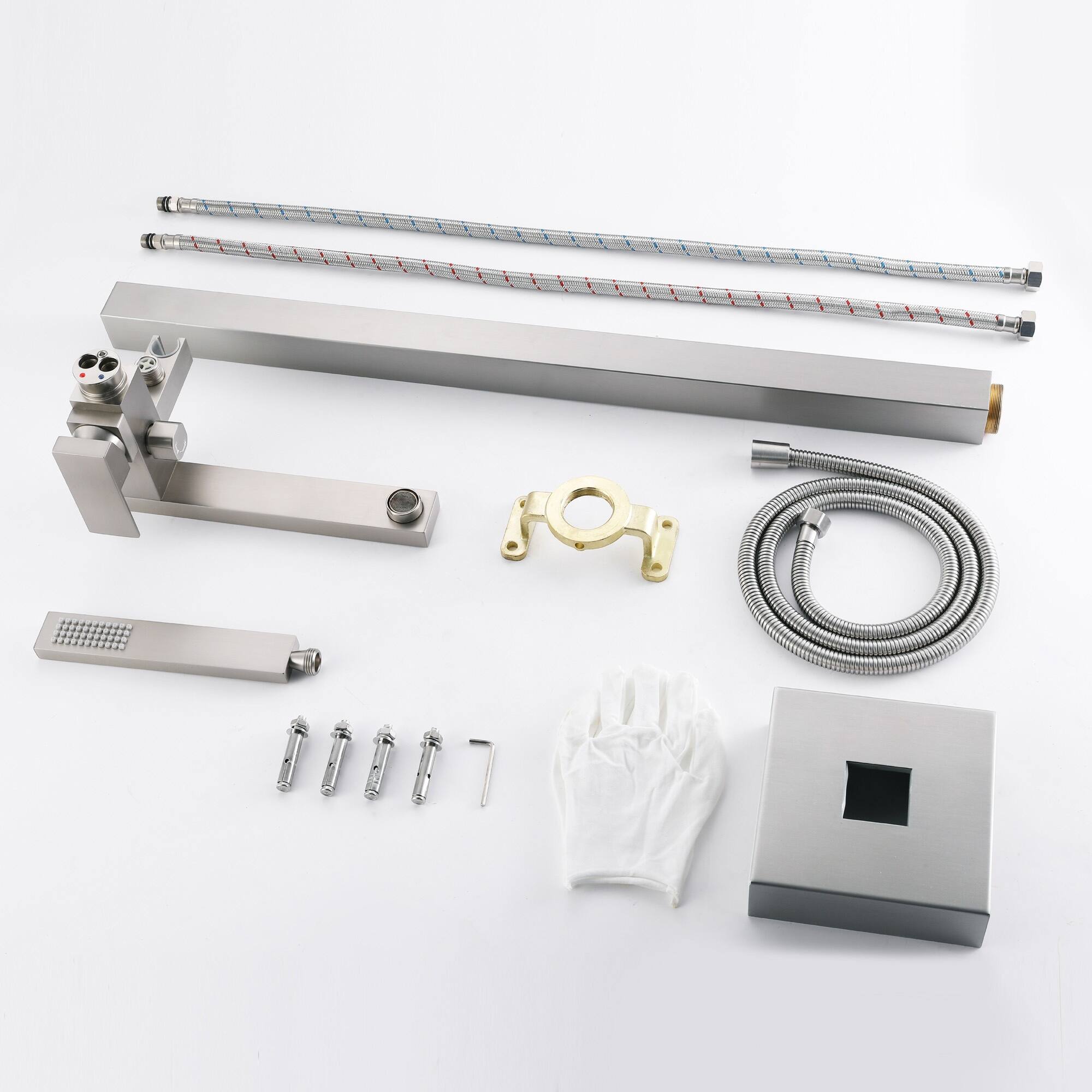 Alt View 10. Boyel Living - Brushed Nickel Freestanding Bathtub Faucet Solid Brass Handheld Spray 60-Inch Steel Hose cUPC - Brushed Nickel.