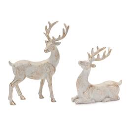 BreeBe - Brushed Gold Holiday Deer Figurine (Set of 6) - White, Gold