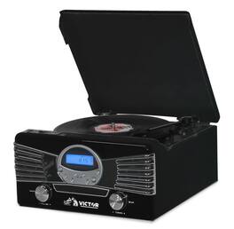 Victor Audio - Victor Diner 7-in-1 Turntable Music Center - Black
