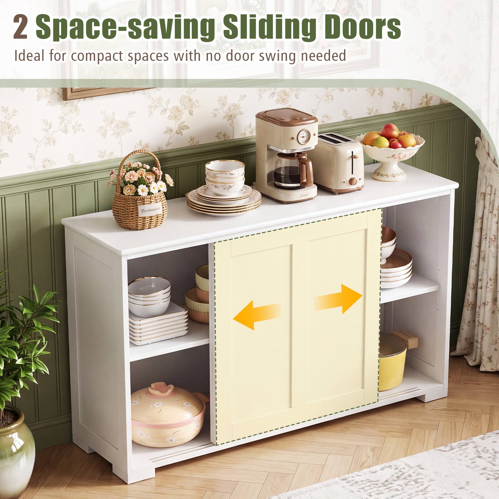 2 Space-saving Sliding Doors  
Ideal for compact spaces with no door swing needed