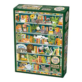 Outset Media - Outset Media: Cobble Hill 1000 Piece Puzzle: The Purrfect Bookshelf - Reference Poster