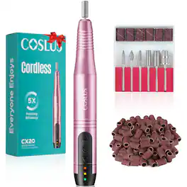 COSLUS - CX20 Cordless Nail Drill Electric File: Portable All-in-One Nail Drill Machine Kit for Manicure & Pedicure