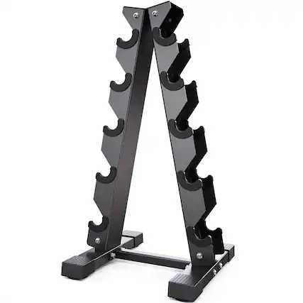 Front. FED Fitness - Dumbbell Rack Stand Only, Weight Rack for Dumbbells Compact A-Frame Home Gym Space Saver, 480 LBS Weight Capacity - Black.