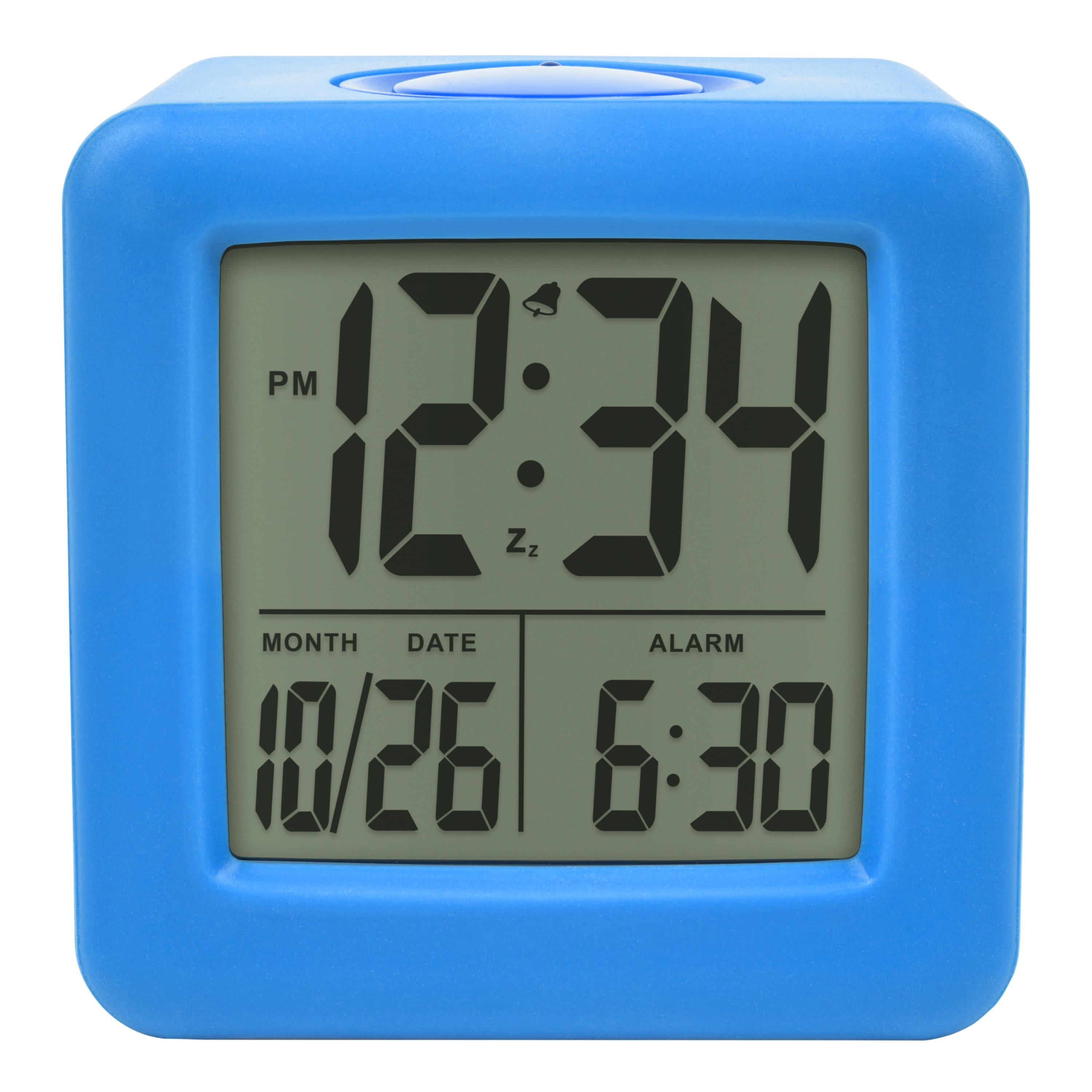 Equity - Digital Silicone Cube Alarm Clock with On-Demand Backlight - Blue