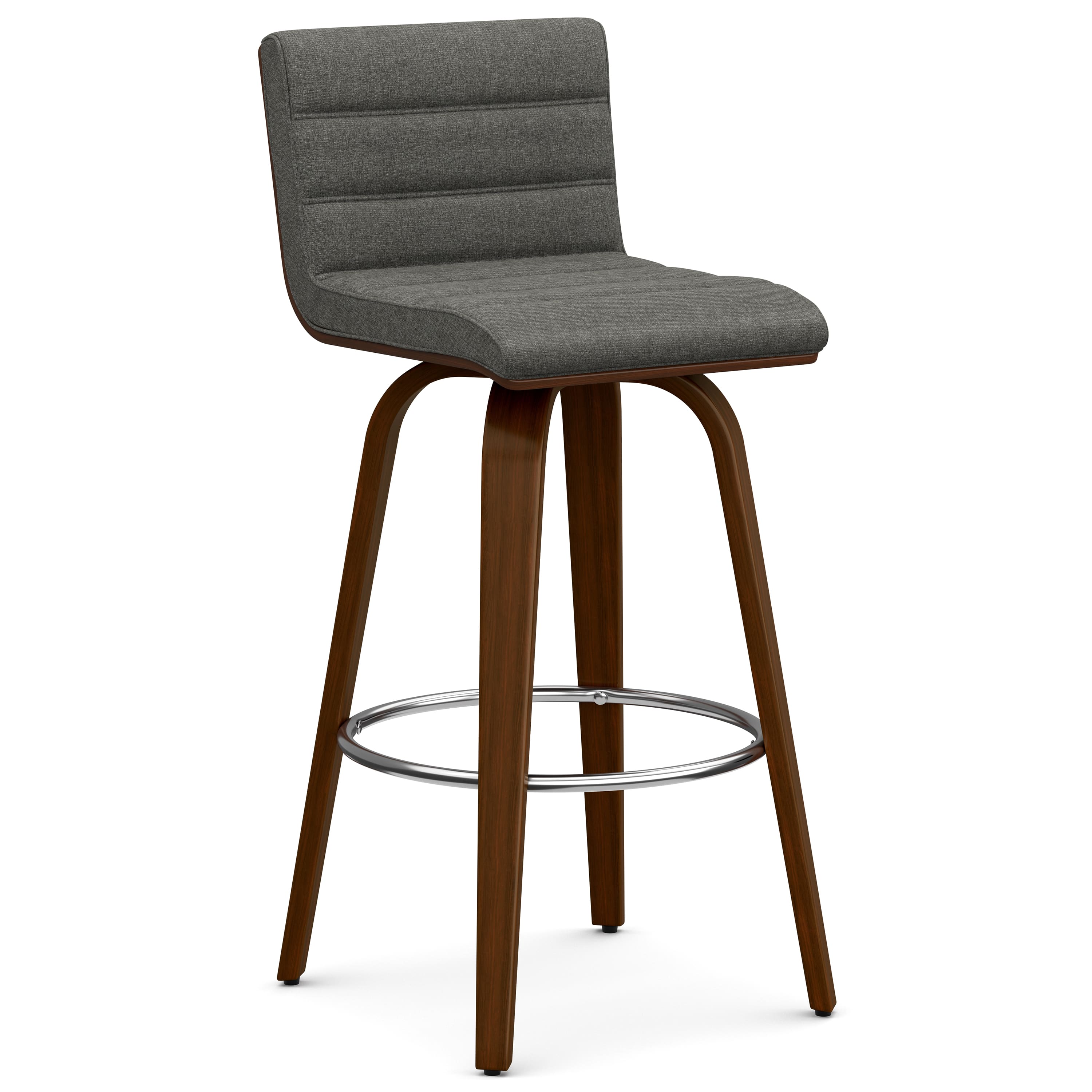 Simpli Home - Roland Mid Century Modern 28 inch Swivel Bar Stool in Grey Linen Look Fabric - Gray