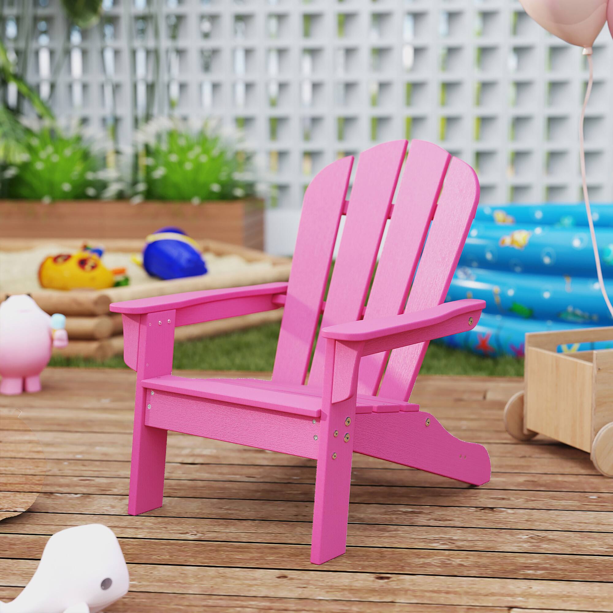 Alt View 3. Gymax - Gymax 2PCS Kid's Adirondack Chair All-Weather HDPE Toddler Lawn Chair w/ Ergonomic Design Pink - Pink.
